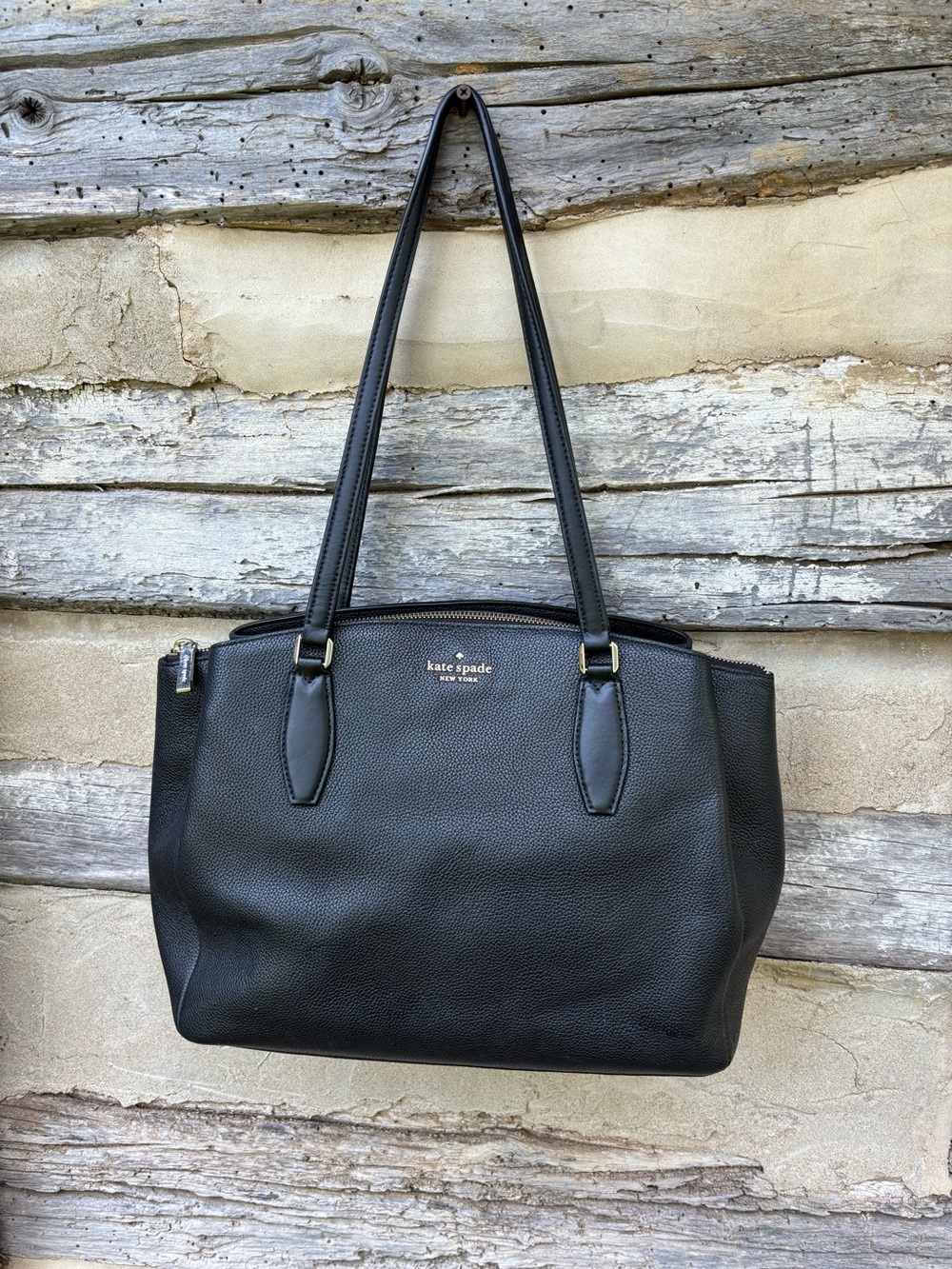 kate spade Soft Black Pebbled Leather Shoulder Tote